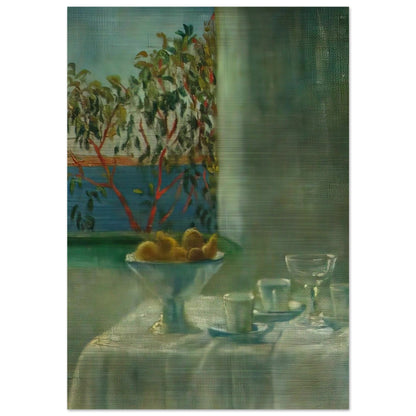 STILL LIFE BY A WINDOW - Salvador Dali Brushed Aluminum Print - 70x100 cm / 28x40 inches | Salvador Dali Aluminum Print | Salvador Dali Prints