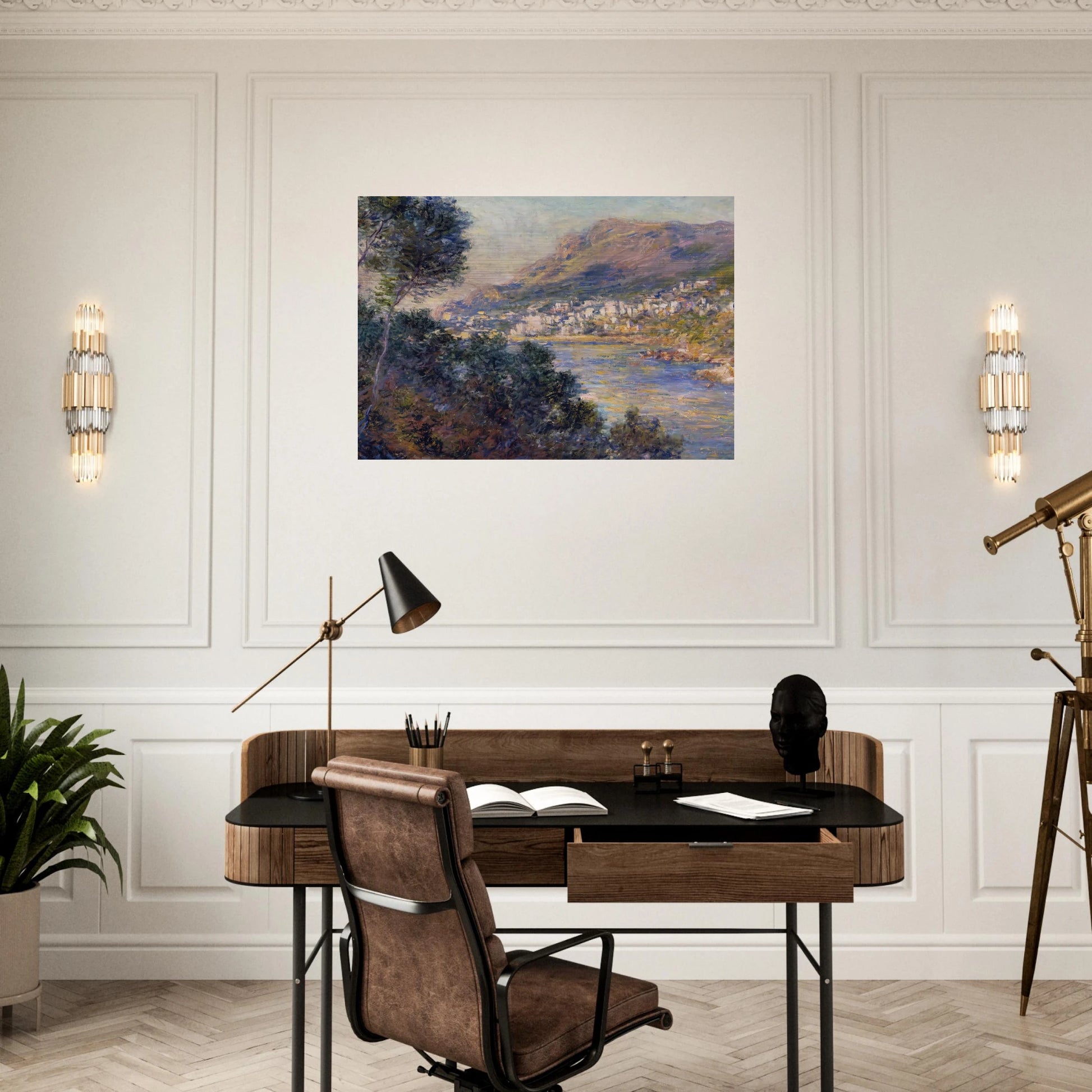 Monte Carlo Seen from Roquebrune - claude monet Brushed Aluminum Print - 70x100 cm / 28x40 inches | claude monet Aluminum Print | claude monet Prints