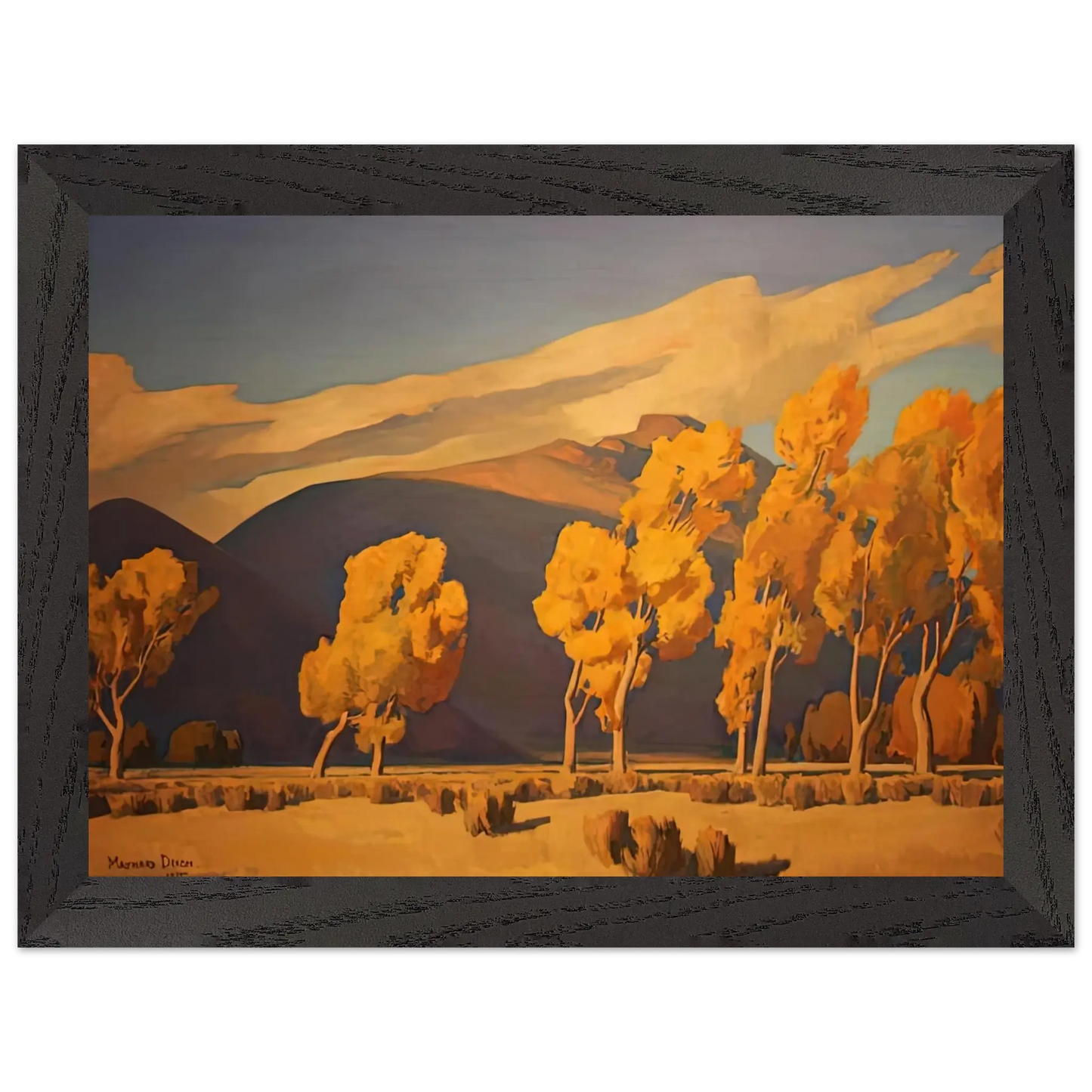 Maynard Dixon - NOVEMBER IN NEVADA 1935 Wall art - 45x60 cm / 18x24 Inches - Premium Wooden Framed Poster With Fine Art Paper - Black frame