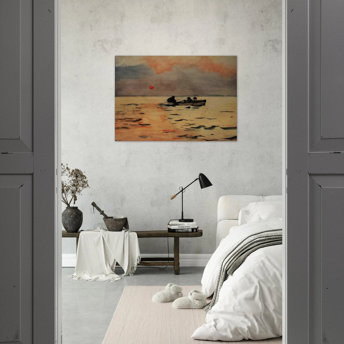 ROWING HOME - Winslow Homer Brushed Aluminum Print - 70x100 cm / 28x40 inches | Winslow Homer Aluminum Print | Winslow Homer Prints