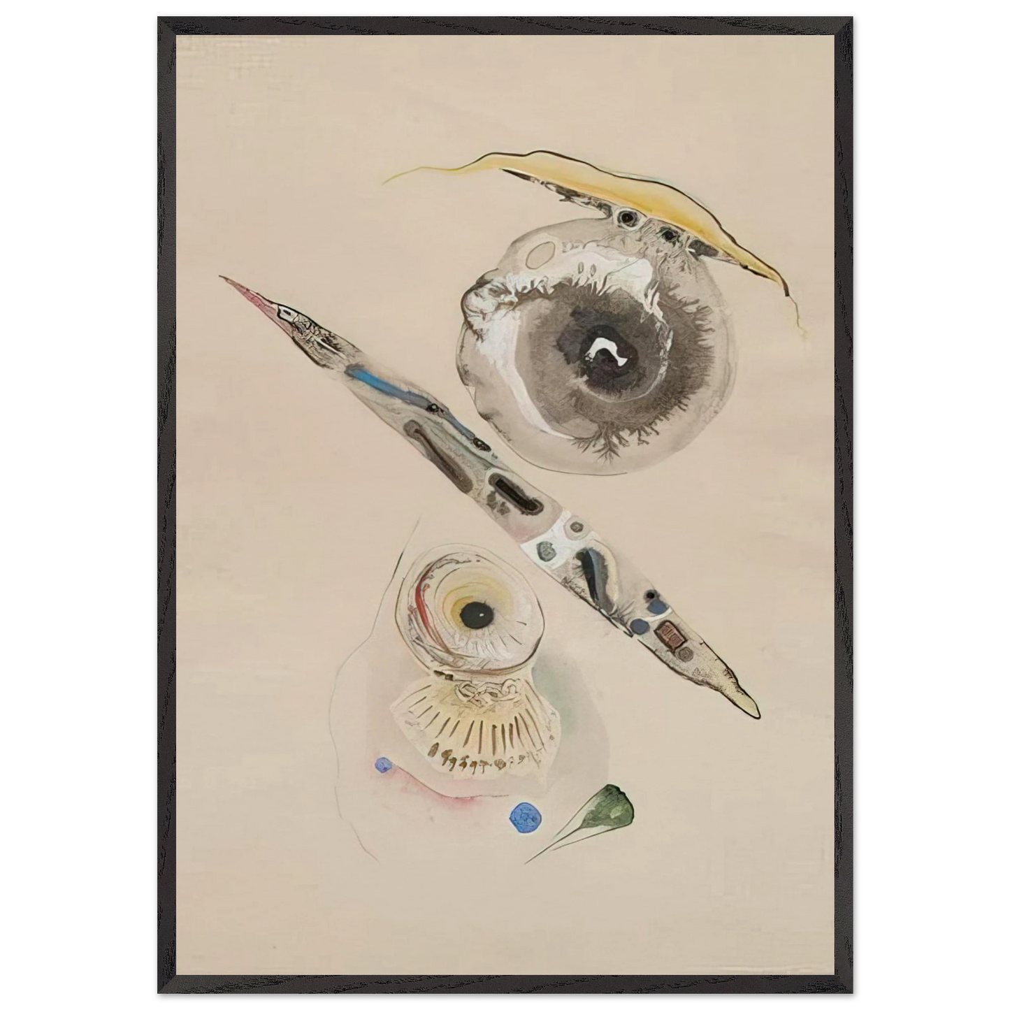 Untitled N37 - Rudolf Bauer 70x100 cm / 28x40 inches Framed Art Print – Black Wooden Frame