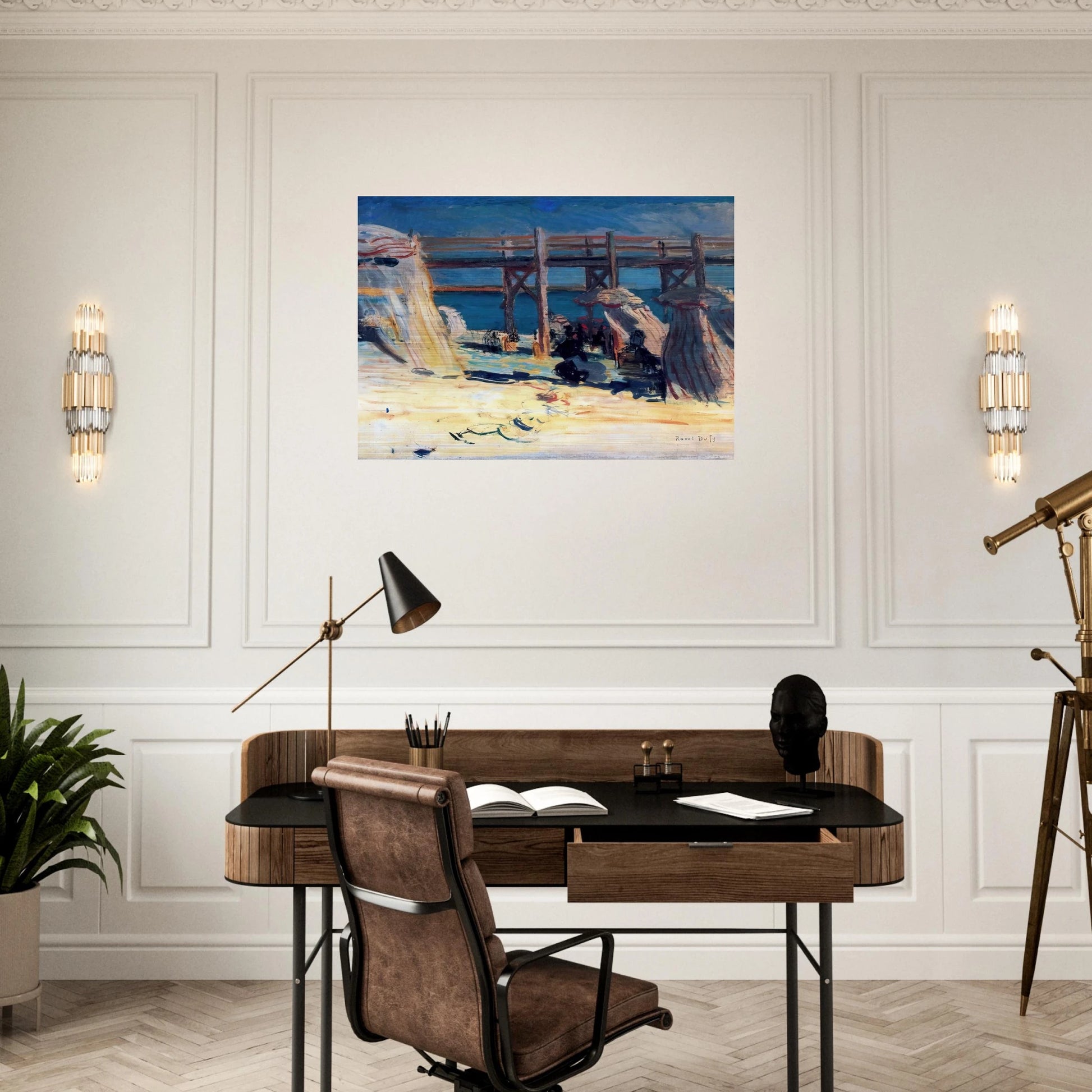 SANDY BEACH OF SAINTE ADRESSE - Raoul Dufy Brushed Aluminum Print - 70x100 cm / 28x40 inches | Raoul Dufy Aluminum Print | Raoul Dufy Prints