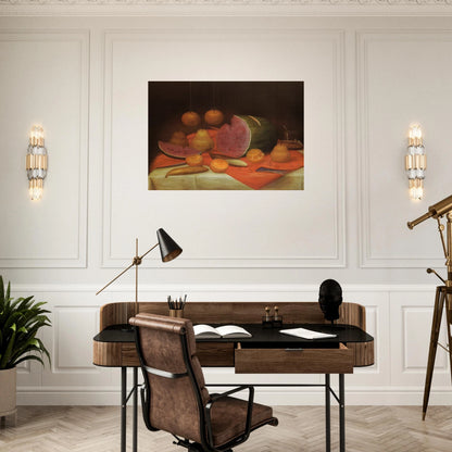 STILL LIFE WITH WATERMELON - Fernando Botero Brushed Aluminum Print - 70x100 cm / 28x40 inches | Fernando Botero Aluminum Print | Fernando Botero Prints
