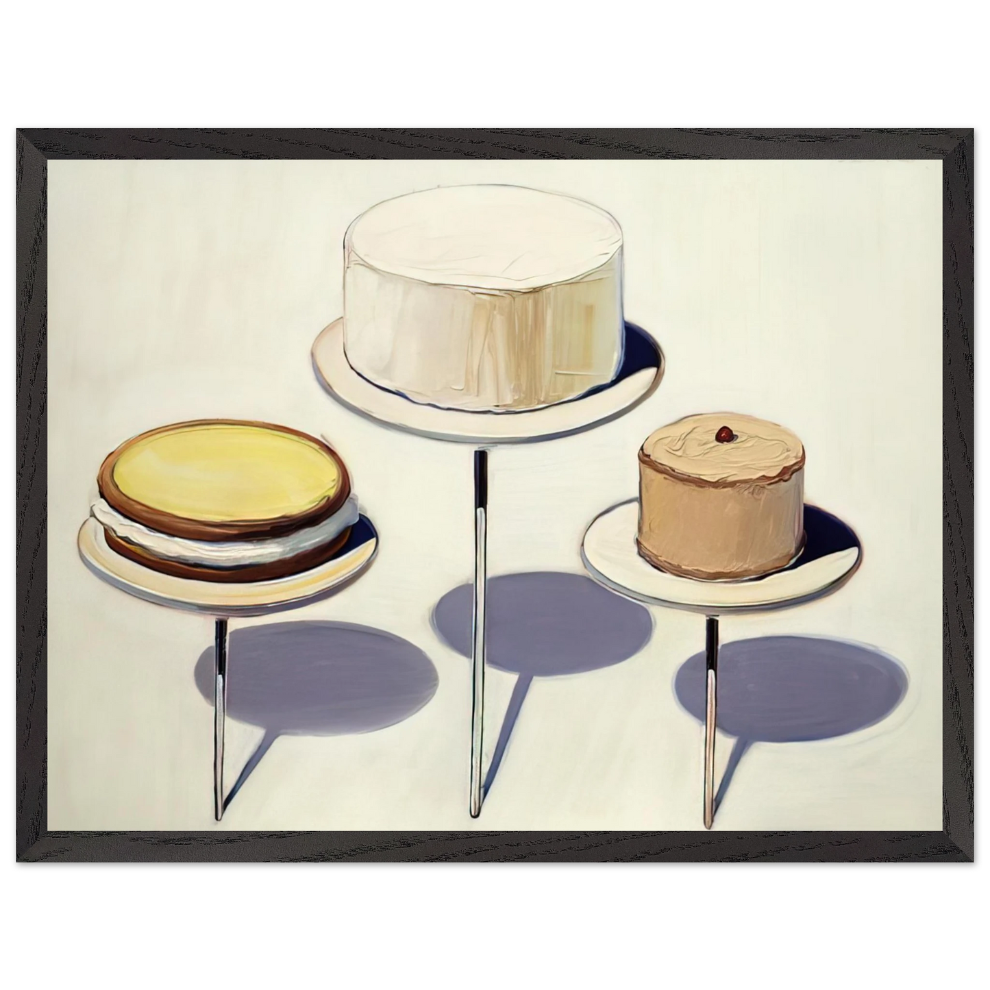 Wayne Thiebaud - Display Cakes - 1963 Wall Art - 60x80 cm / 24x32 inches - Premium Wooden Framed Poster With Fine Art Paper - White frame