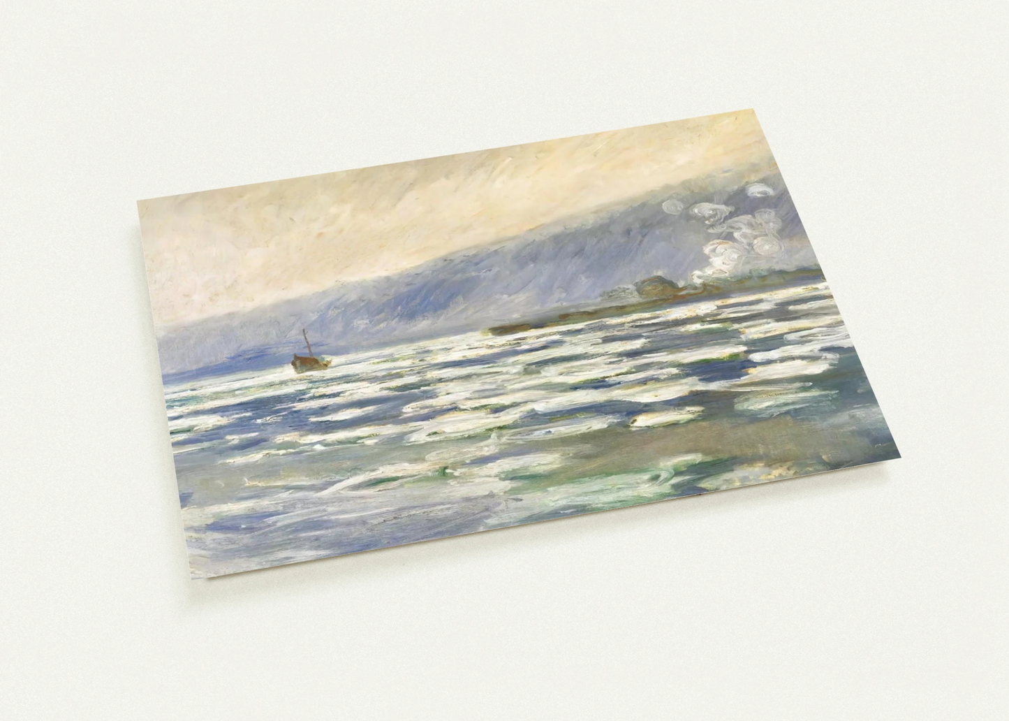 Ice, Lock Port Villez By claude monet Pack of 10 Post Cards | claude monet Post Cards | A6 (10.5 x 14.8 cm) - 4.1 x 5.8 inches