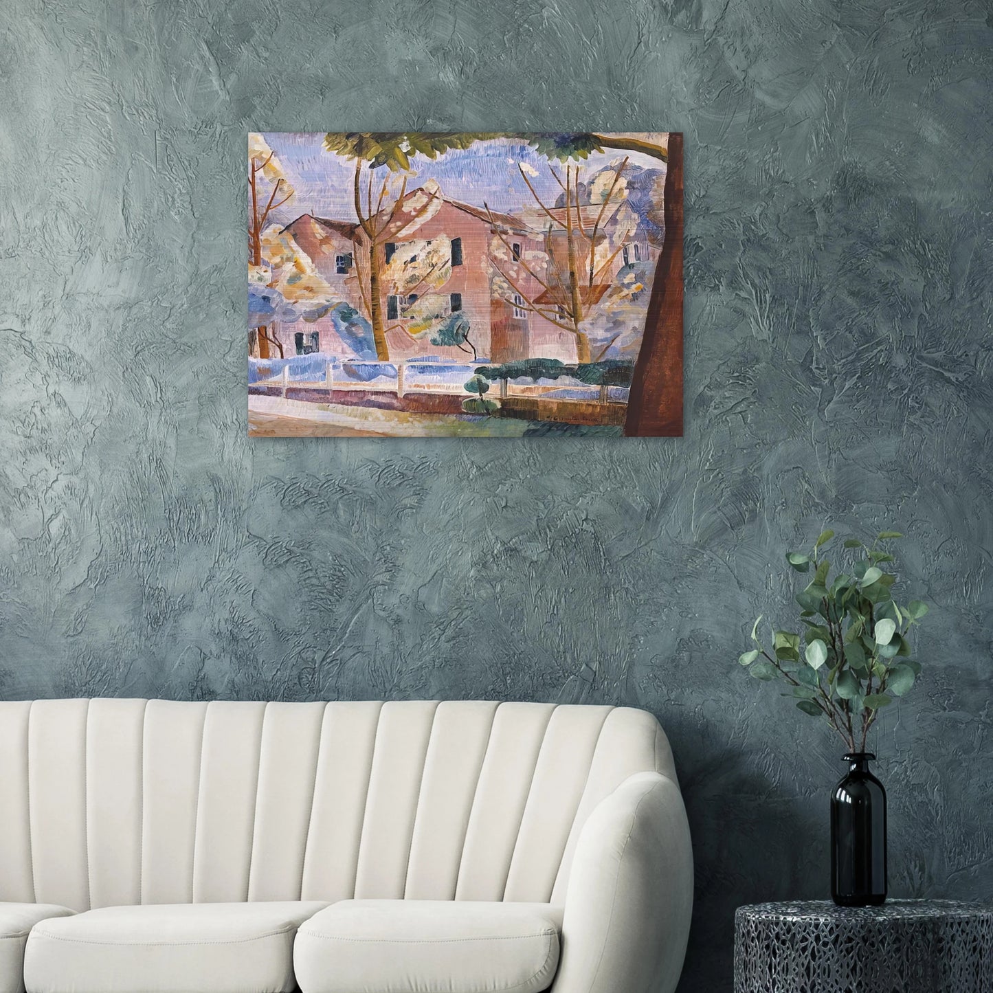 House with trees - 1935 - Grace Cossington Smith Brushed Aluminum Print - 70x100 cm / 28x40 inches | Grace Cossington Smith Aluminum Print | Grace Cossington Smith Prints