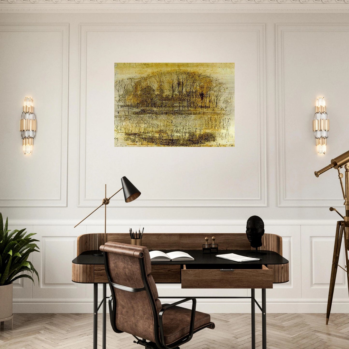 Geinrust Farm, Compositional Study - Piet Mondrian Brushed Aluminum Print - 70x100 cm / 28x40 inches | Piet Mondrian Aluminum Print | Piet Mondrian Prints
