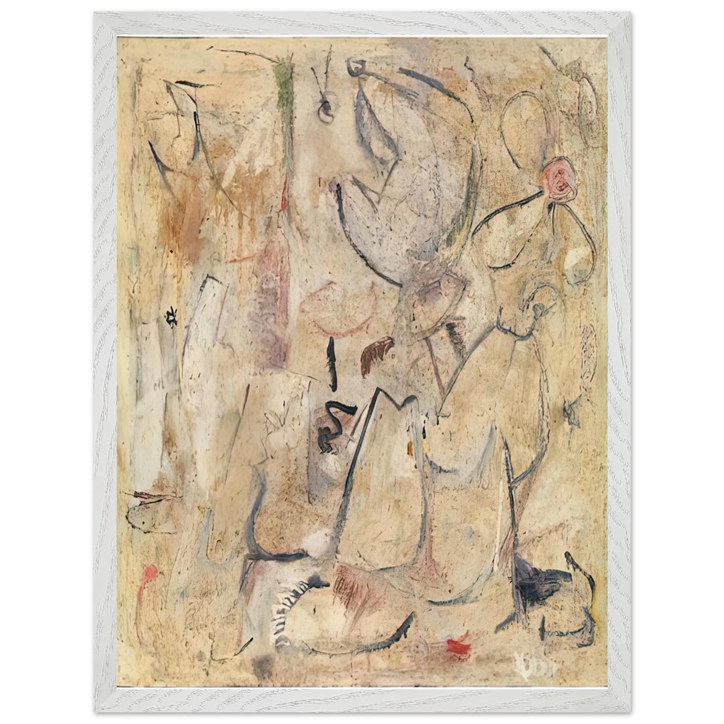 Helen Frankenthaler - Beach, 1950- Wall Art - 30x40 cm / 12x16 inches - Premium Wooden Framed Poster With Fine Art Paper-canvas - White frame