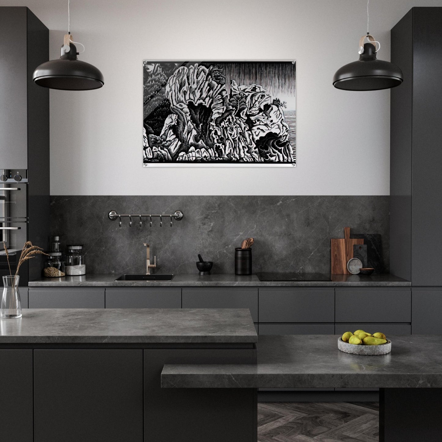 CALANCHE OF PIANA CORSICA FEBRUARY 1934 1934 - MC Escher Acrylic Print - 70x100 cm / 28x40″ inches | Maurits Cornelis Escher Prints