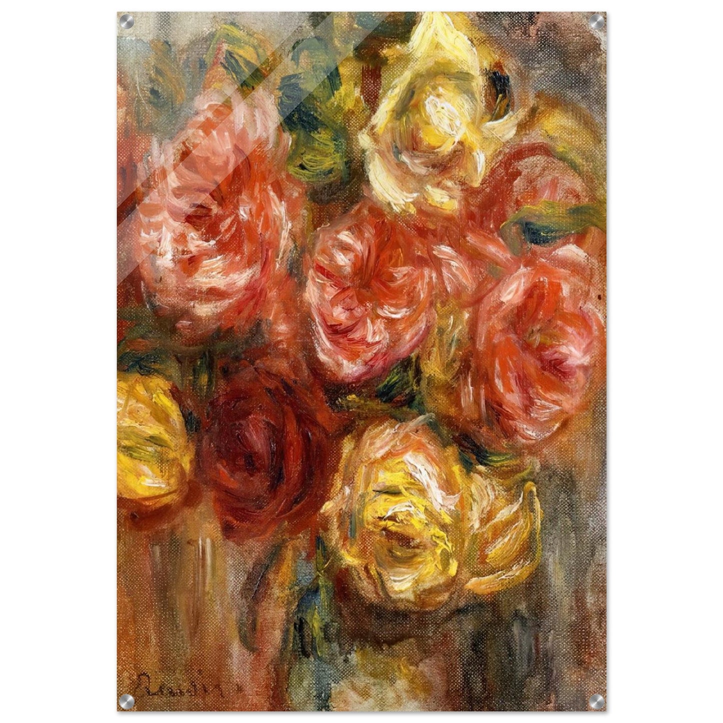Bouquet of Roses in a Vase - Pierre-Auguste Renoir Acrylic Print - 70x100 cm / 28x40″ inches