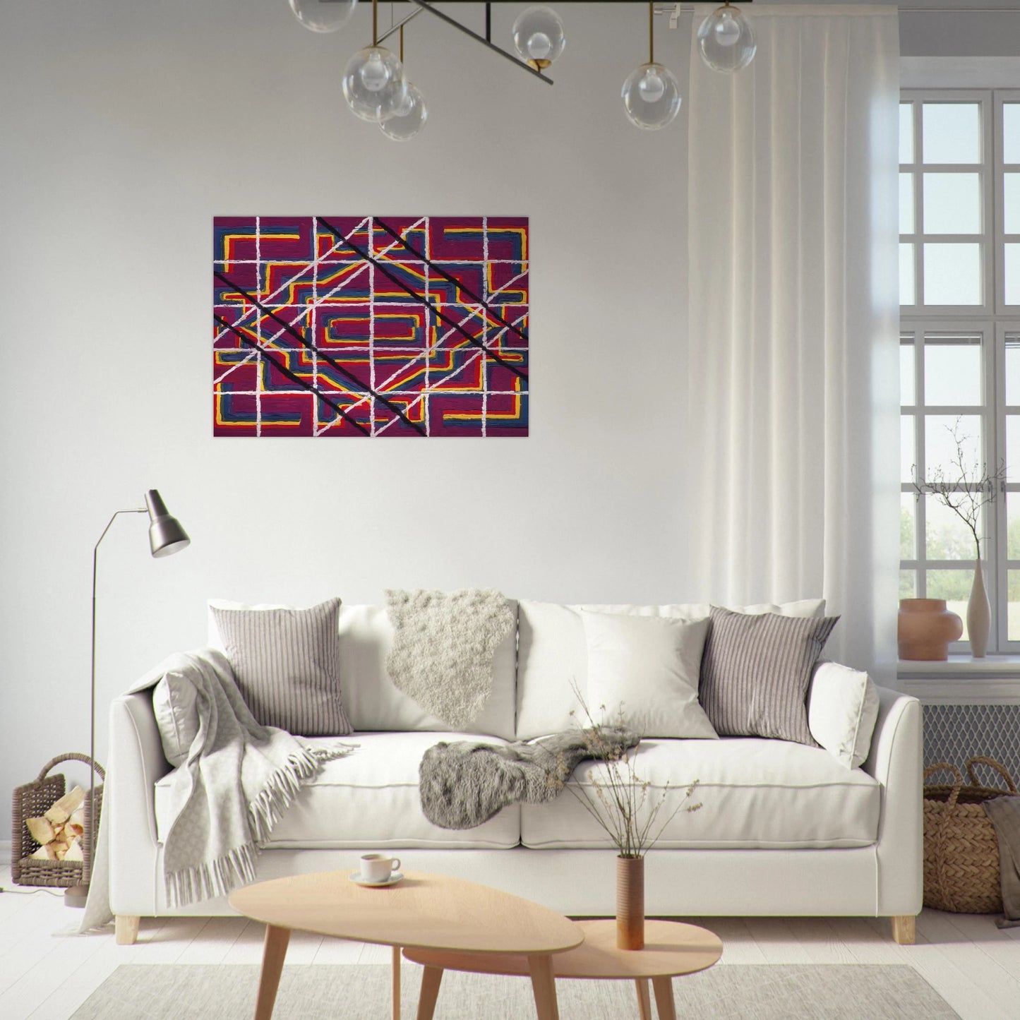 Spanish Door Design Purple - 1959 - Alfred Jensen Brushed Aluminum Print - 70x100 cm / 28x40 inches | Alfred Jensen Aluminum Print | Alfred Jensen Prints