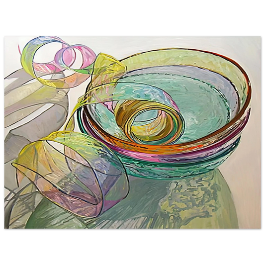 Janet Fish - ORANGE PINK GREEN 2003  75x100 cm / 30x40inches Fine Art Poster