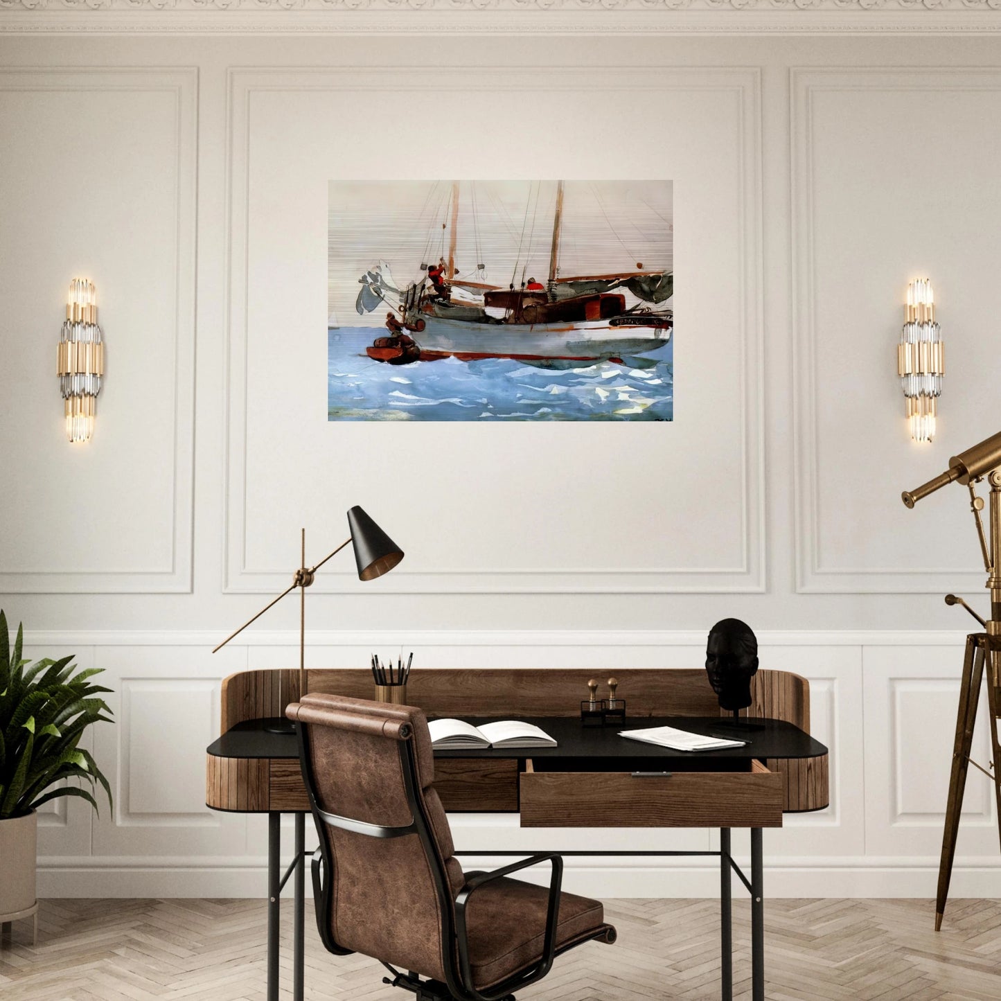 TAKING ON WET PROVISIONS - Winslow Homer Brushed Aluminum Print - 70x100 cm / 28x40 inches | Winslow Homer Aluminum Print | Winslow Homer Prints