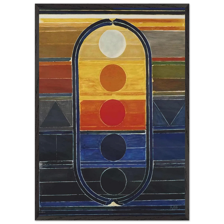 Composition - Abstract Art N2 - S H Raza 70x100 cm / 28x40 inches Framed Art Print – Black Wooden Frame