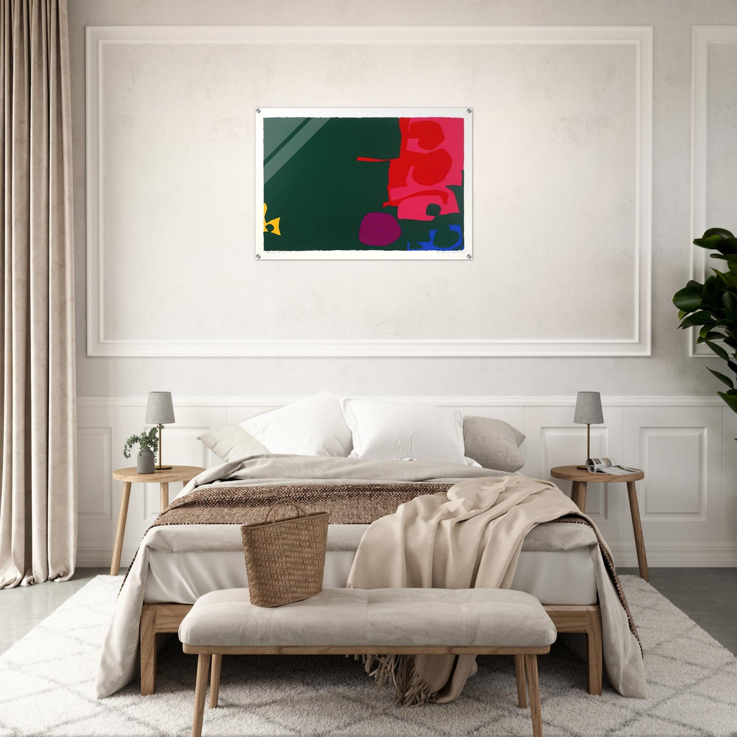 Interlocking Scarlet and Pink in Deep Green - 1970 - Patrick Heron Acrylic Print - 70x100 cm / 28x40″ inches