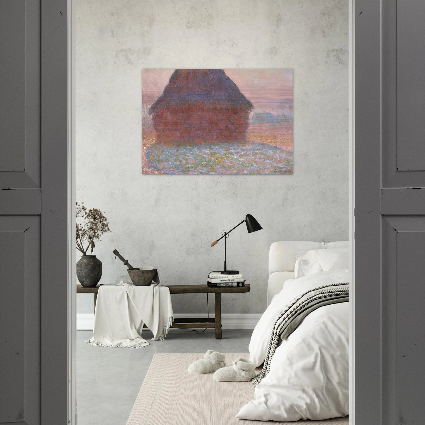 Grainstack in Sunshine - claude monet Brushed Aluminum Print - 70x100 cm / 28x40 inches | claude monet Aluminum Print | claude monet Prints