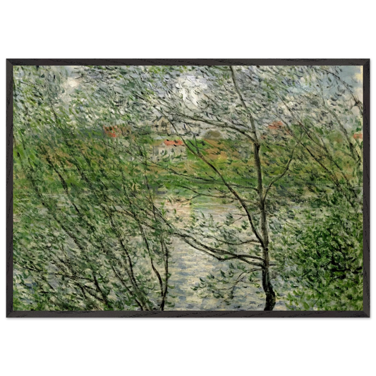 The Isle Grande-Jatte on the Siene - claude monet 70x100 cm / 28x40 inches Framed Art Print – Black Wooden Frame