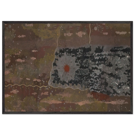 Warlugulong - 1977 - Clifford Possum Tjapaltjarri 70x100 cm / 28x40 inches Framed Art Print – Black Wooden Frame
