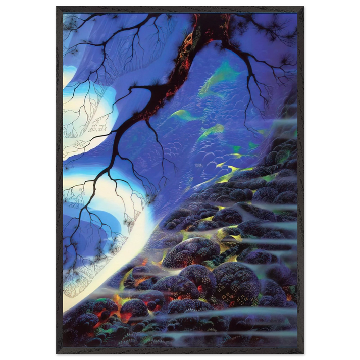 Mystical Big Sur - Eyvind Earle 70x100 cm / 28x40 inches Framed Art Print – Black Wooden Frame