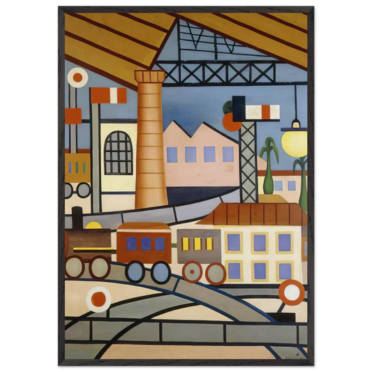 A Gare - Tarsila do Amaral 70x100 cm / 28x40 inches Framed Art Print – Black Wooden Frame