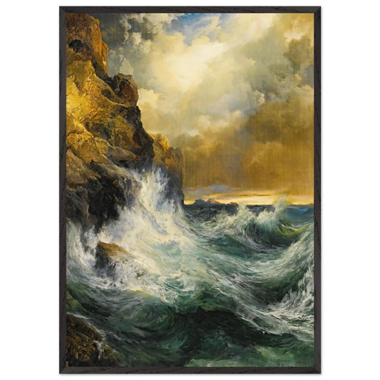The Receding Wave - Thomas Moran 70x100 cm / 28x40 inches Framed Art Print – Black Wooden Frame