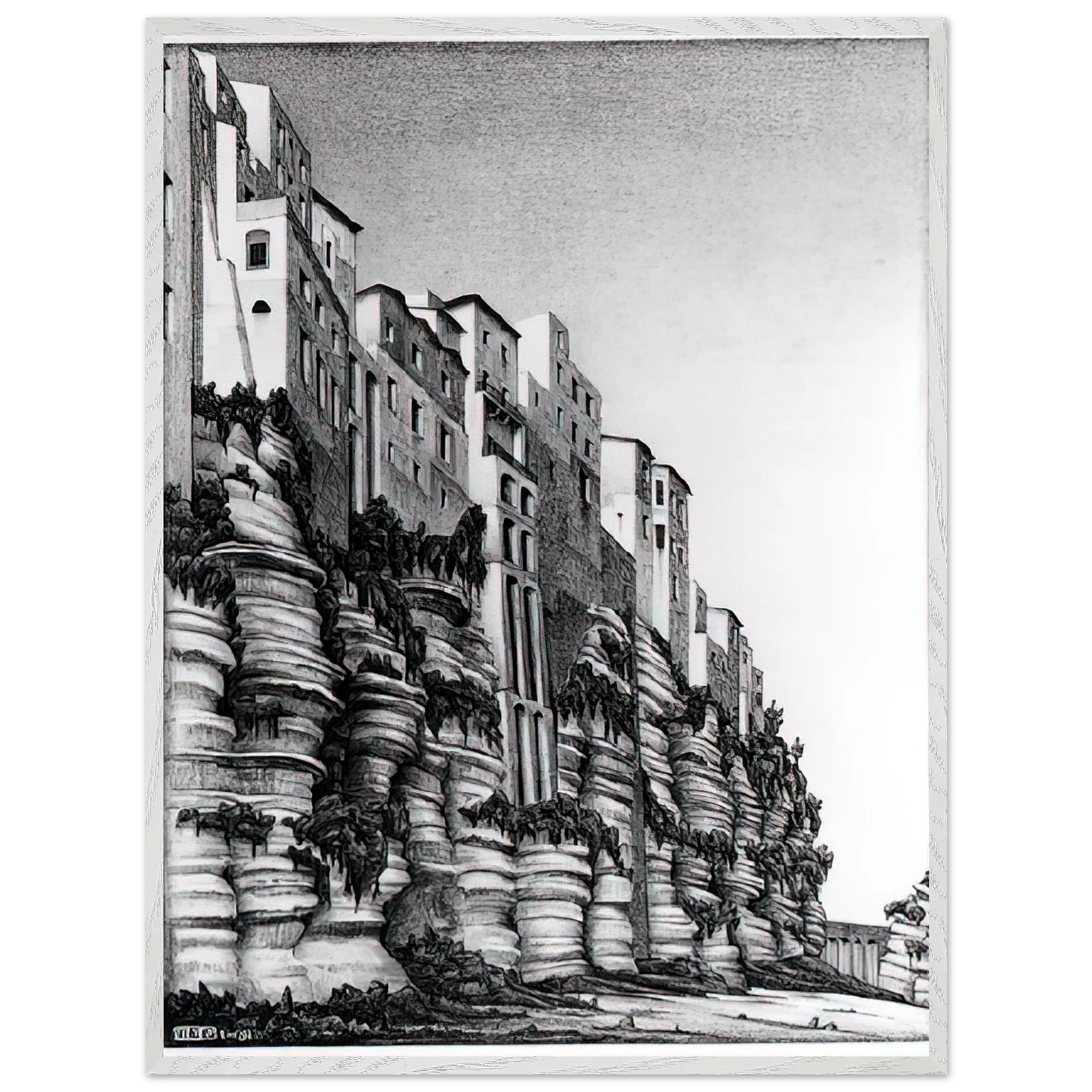 MC Escher - TROPEA CALABRIA Wall art - A1 (59.4 x 84.1  cm) - Premium Wooden Framed Poster With Fine Art Paper-canvas - Black frame