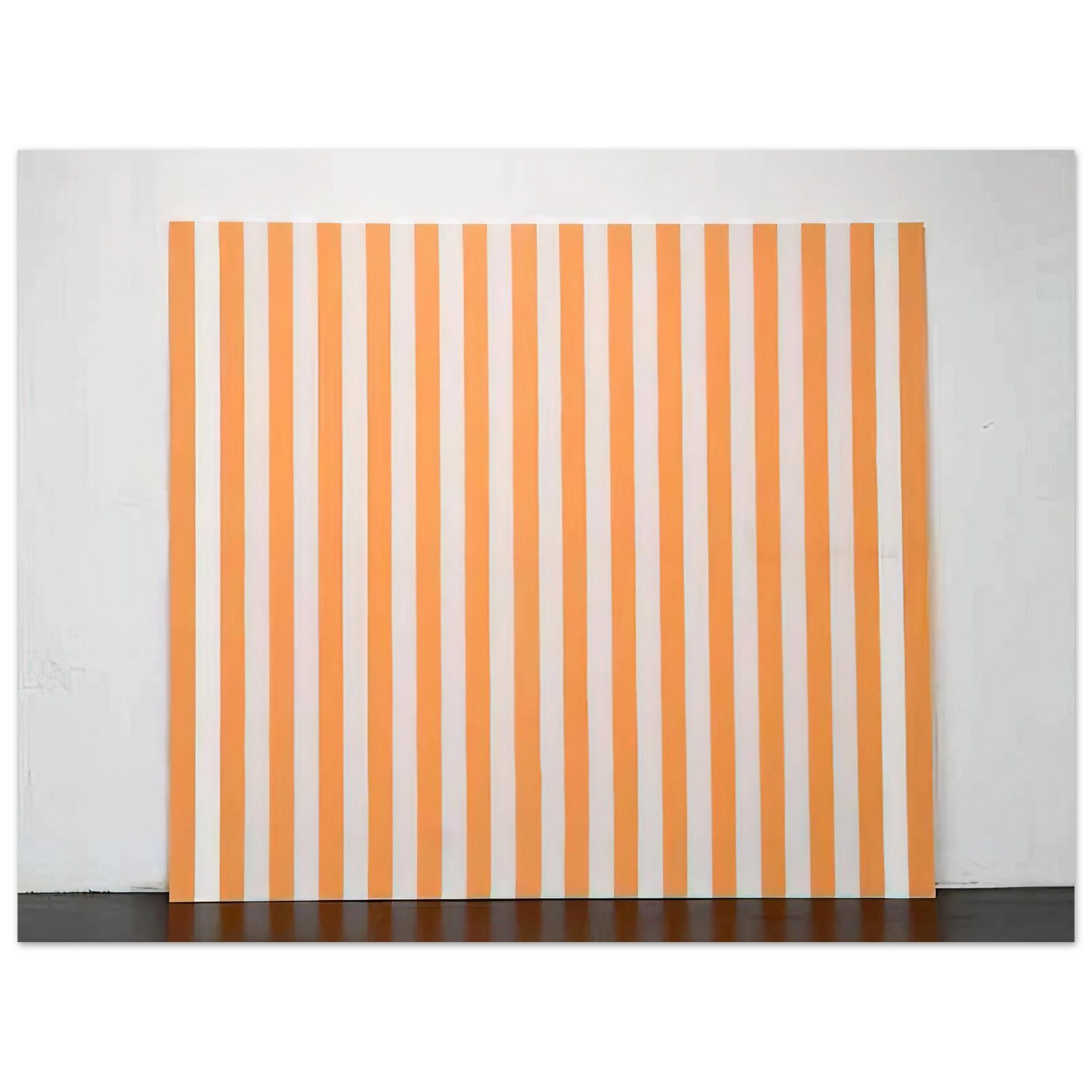 Daniel Buren - Peinture acrylique blanche sur tissu rayÃƒÂ© blanc et orange - 1972  75x100 cm / 30x40inches Fine Art Poster