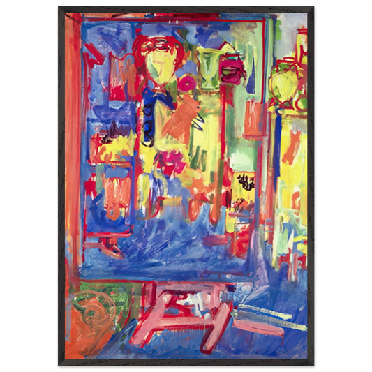 Interior Composition - Hans Hofmann 70x100 cm / 28x40 inches Framed Art Print – Black Wooden Frame