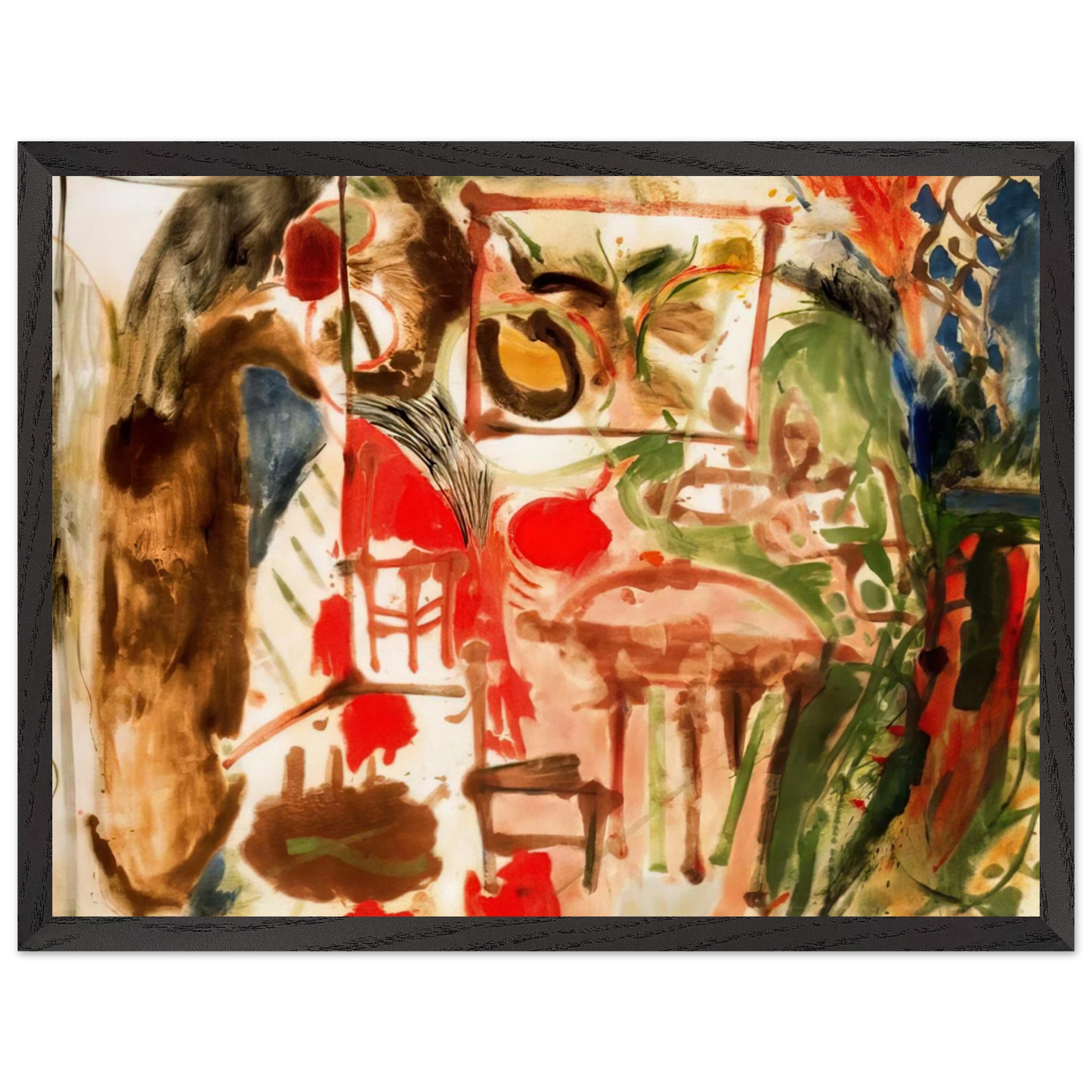 Helen Frankenthaler - Interior - 1957 Wall art - A1 (59.4 x 84.1  cm) - Premium Wooden Framed Poster With Fine Art Paper-canvas - White frame