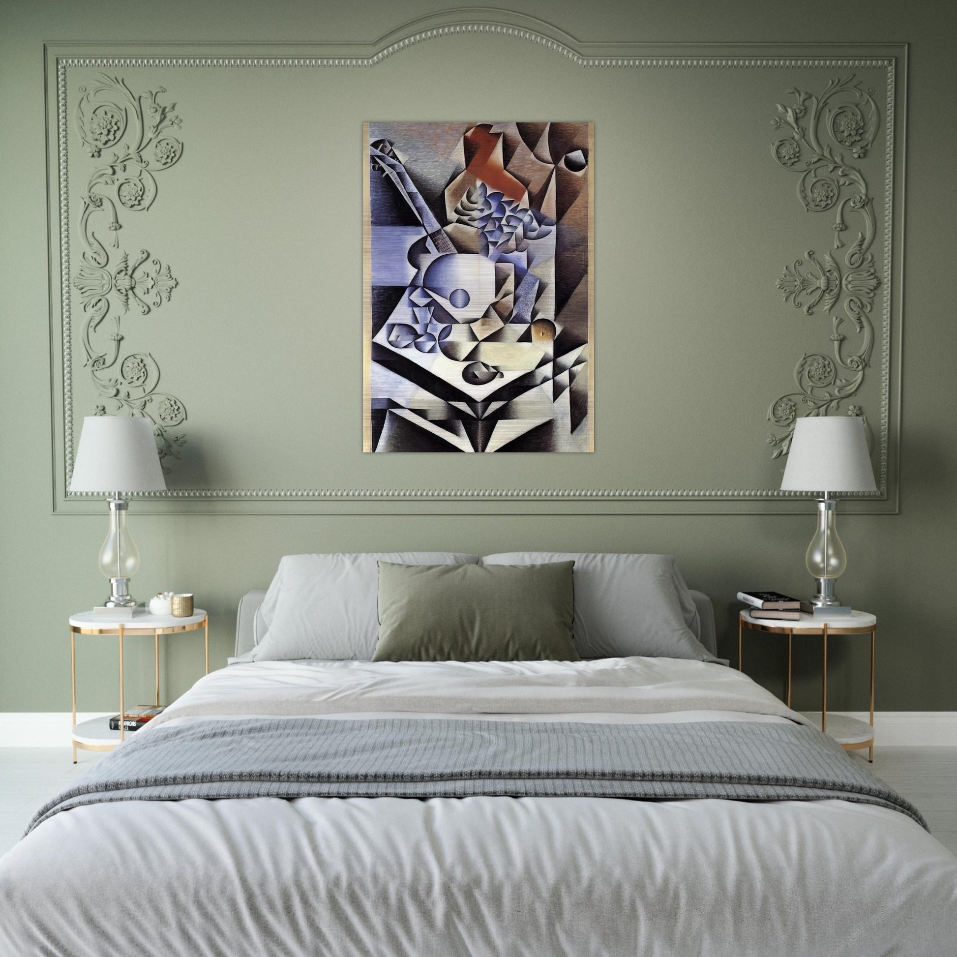 STILL LIFE WITH FLOWERS 1912 - Juan Gris Brushed Aluminum Print - 70x100 cm / 28x40 inches | Juan Gris Aluminum Print | Juan Gris Prints