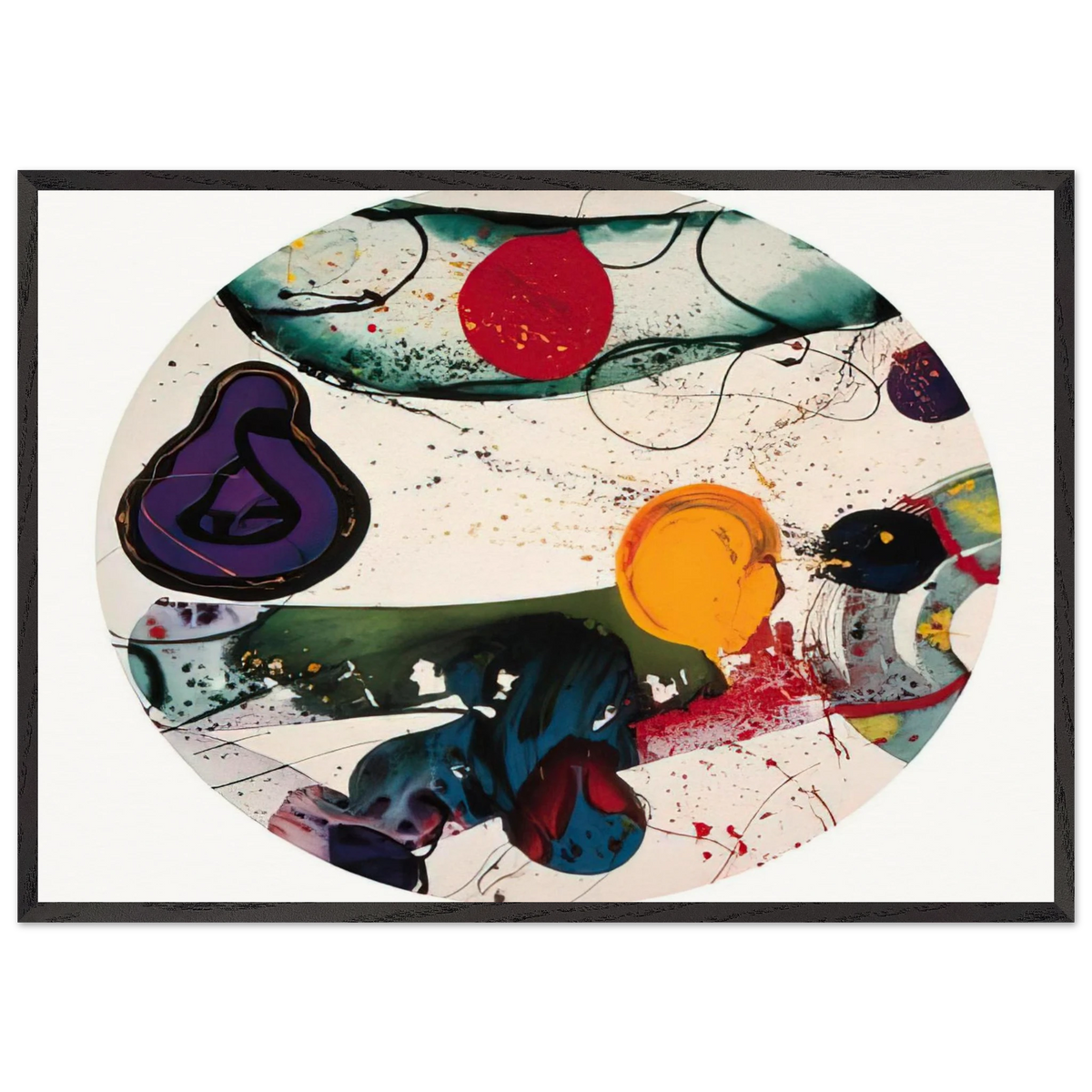 Lollipop  SF88-250  - Sam Francis 70x100 cm / 28x40 inches Framed Art Print – Black Wooden Frame
