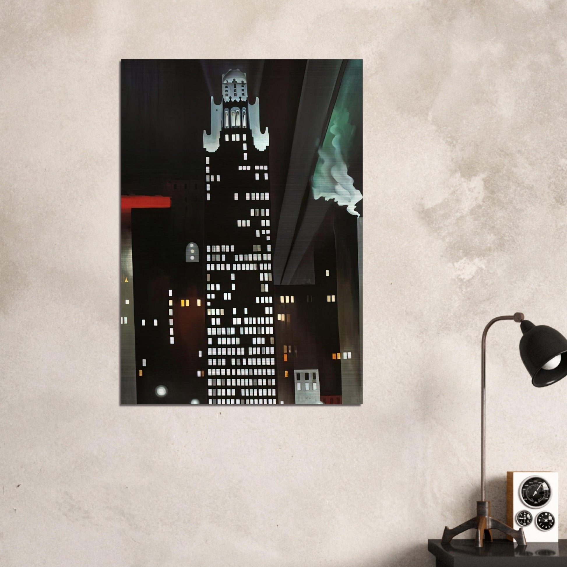 Radiator Building - Night, New York - Georgia O'Keeffe Brushed Aluminum Print - 70x100 cm / 28x40 inches | Georgia O'Keeffe Aluminum Print | Georgia O'Keeffe Prints