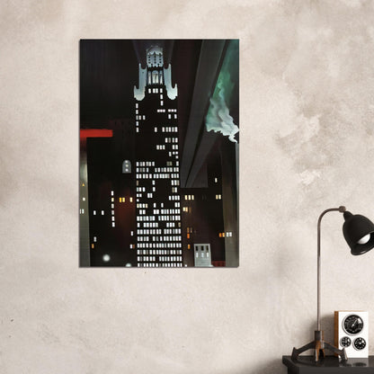 Radiator Building - Night, New York - Georgia O'Keeffe Brushed Aluminum Print - 70x100 cm / 28x40 inches | Georgia O'Keeffe Aluminum Print | Georgia O'Keeffe Prints