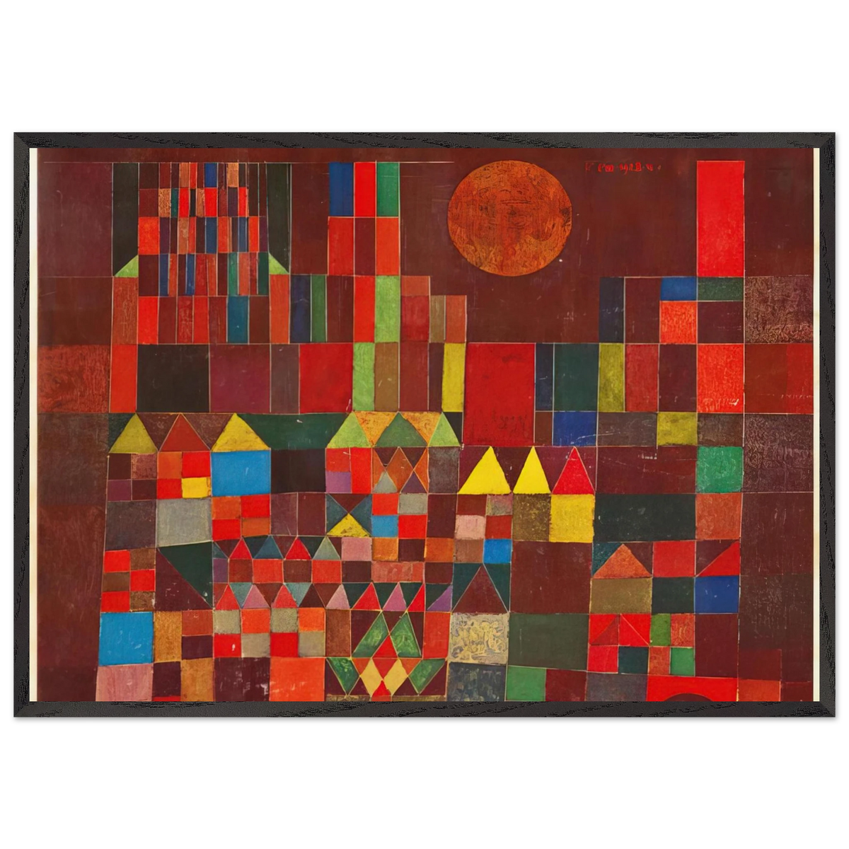 CASTLE AND SUN 1928 - Paul Klee 70x100 cm / 28x40 inches Framed Art Print – Black Wooden Frame
