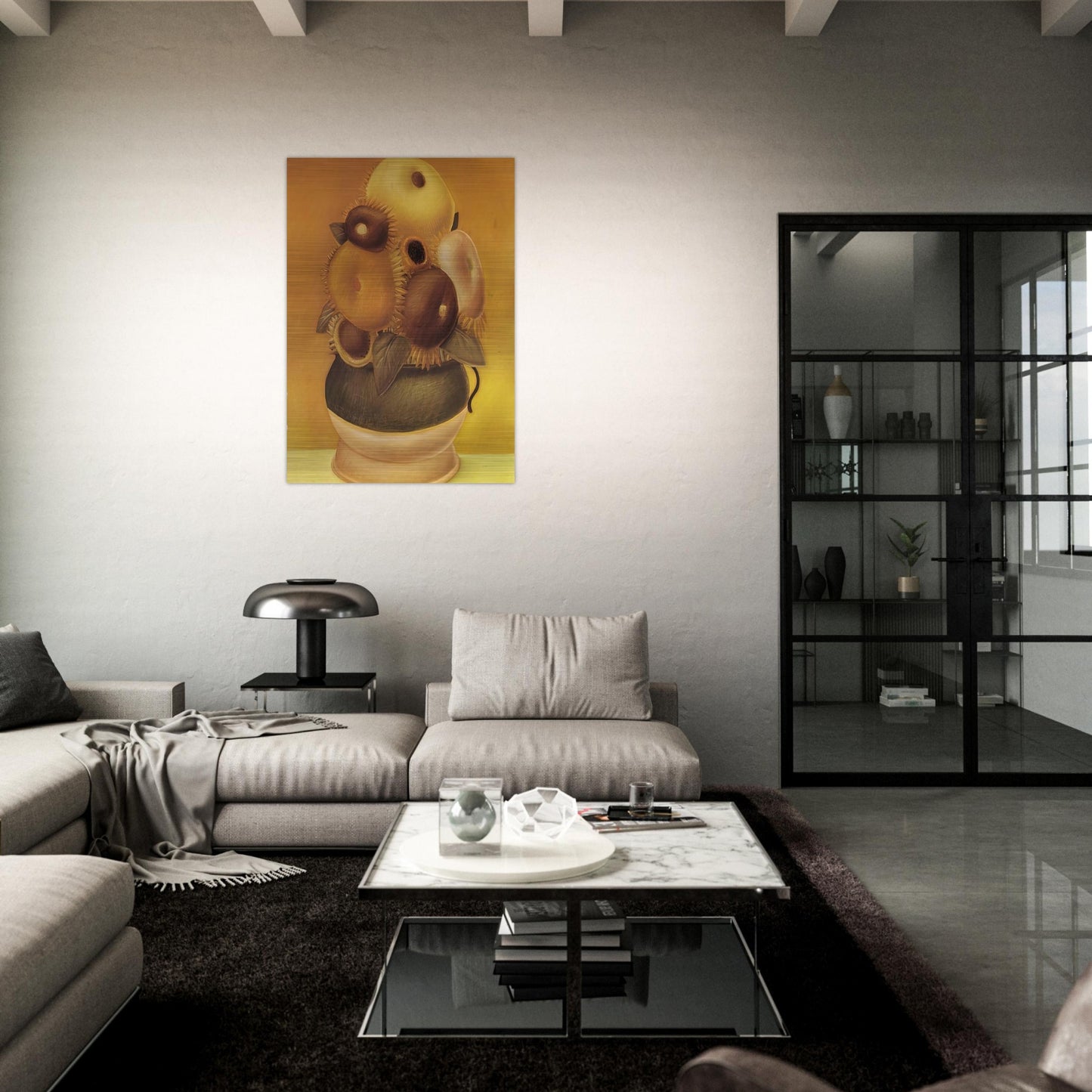 SUNFLOWERS - Fernando Botero Brushed Aluminum Print - 70x100 cm / 28x40 inches | Fernando Botero Aluminum Print | Fernando Botero Prints