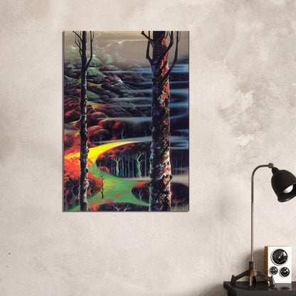 A Touch of Autumn - Eyvind Earle Brushed Aluminum Print - 70x100 cm / 28x40 inches | Eyvind Earle Aluminum Print | Eyvind Earle Prints