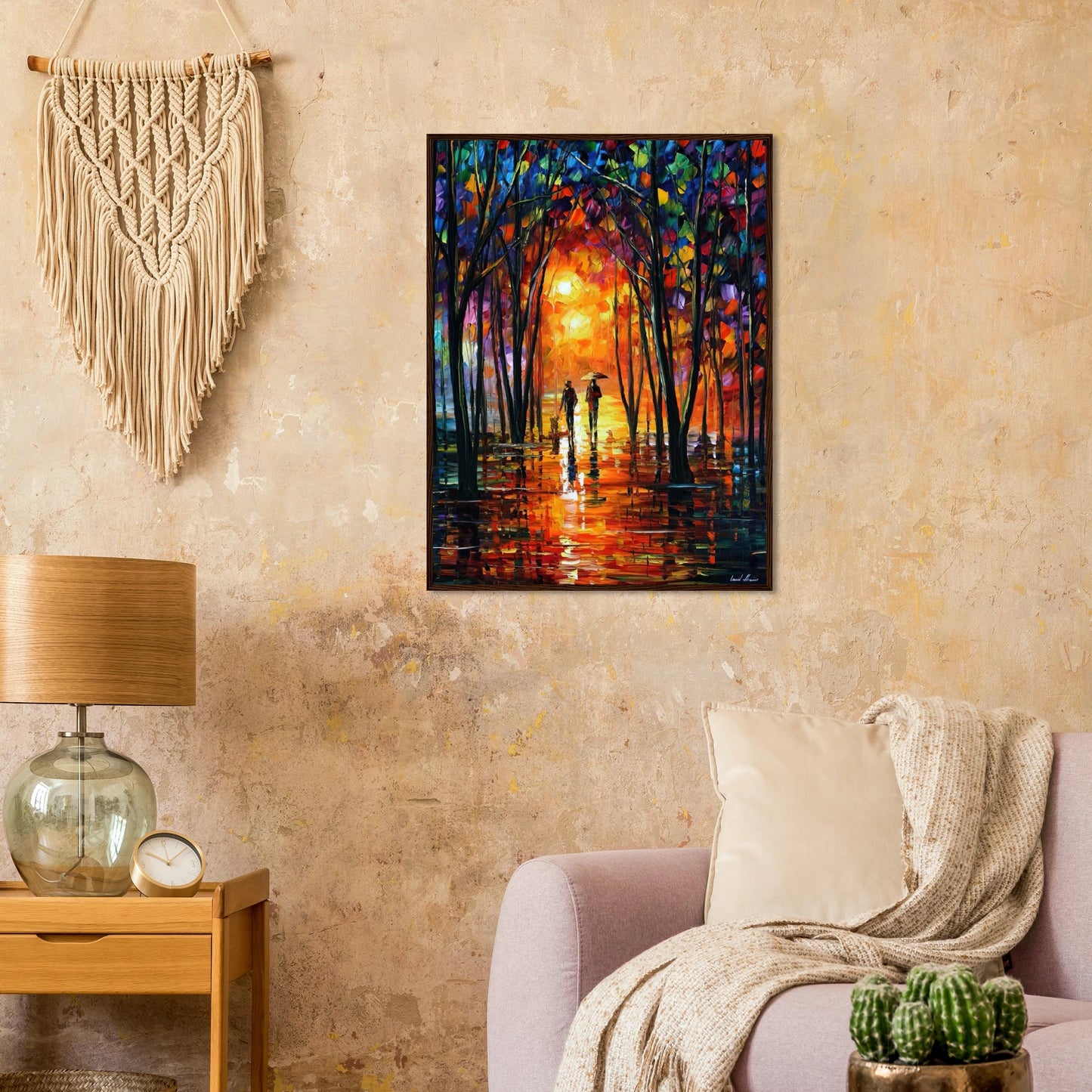 Leonid Afremov Wooden Framed Print - 24x32 inches / 60x80 cm - Dark wood frame-canvas