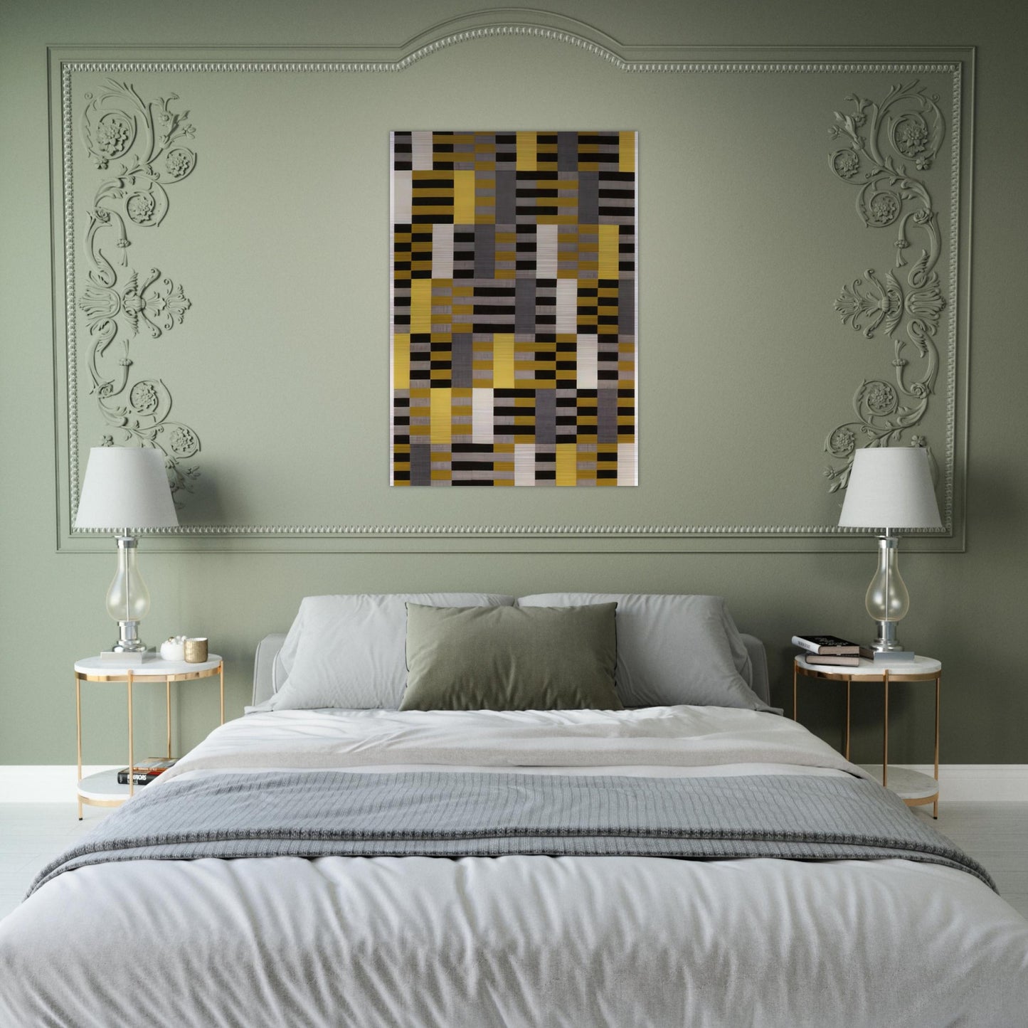 BLACK WHITE YELLOW 1926 - Anni Albers Brushed Aluminum Print - 70x100 cm / 28x40 inches | Anni Albers Aluminum Print | Anni Albers Prints