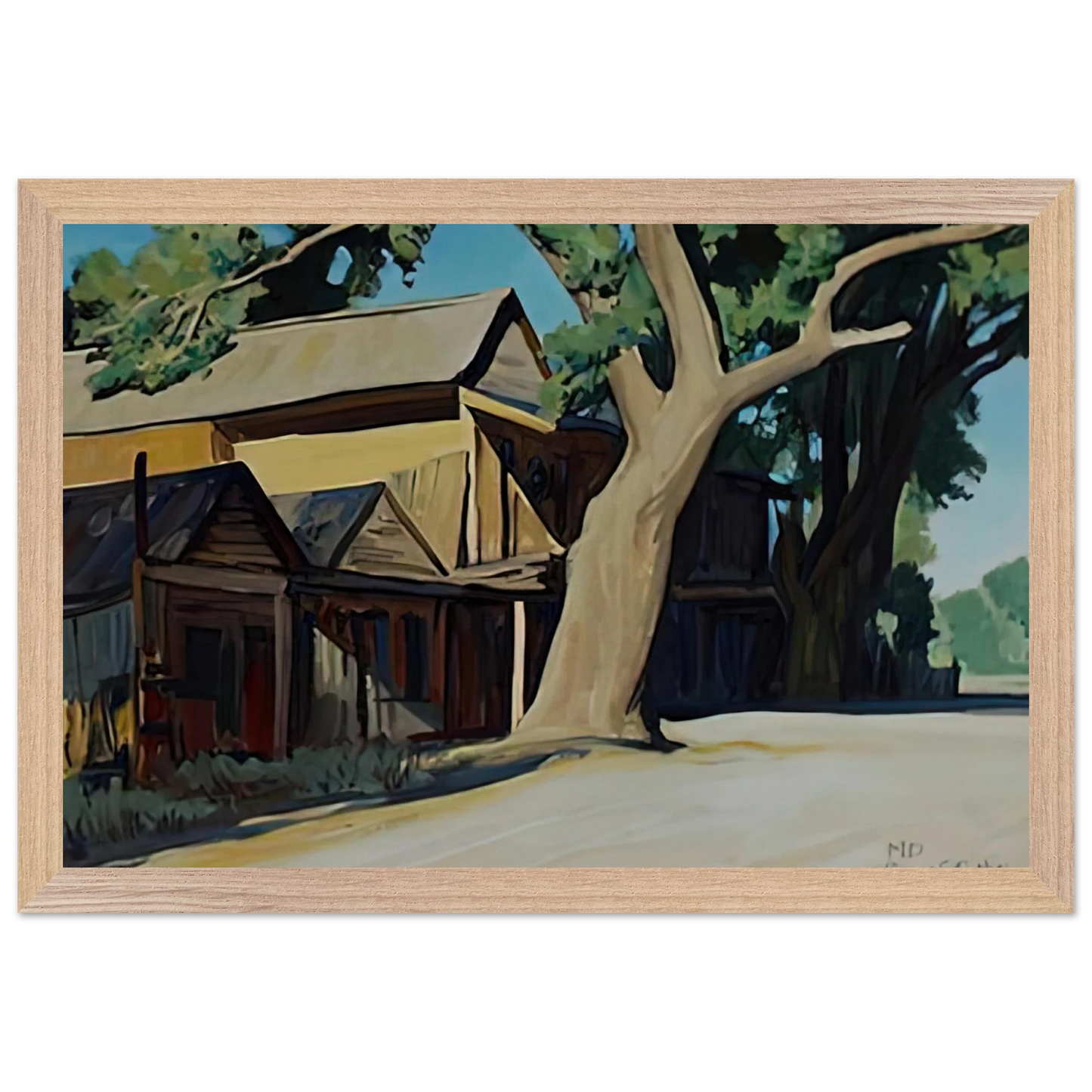 Maynard Dixon - OLD CHINATOWN CARSON CITY NEVADA 1937 Wall art - 30x40 cm / 12x16 inches - Premium Wooden Framed Poster With Fine Art Paper-canvas - Black frame