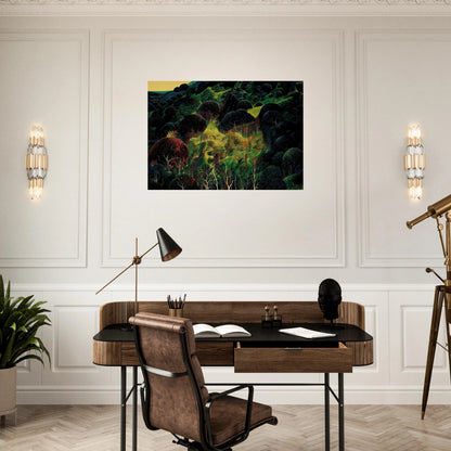 Autumn Fields - Eyvind Earle Brushed Aluminum Print - 70x100 cm / 28x40 inches | Eyvind Earle Aluminum Print | Eyvind Earle Prints