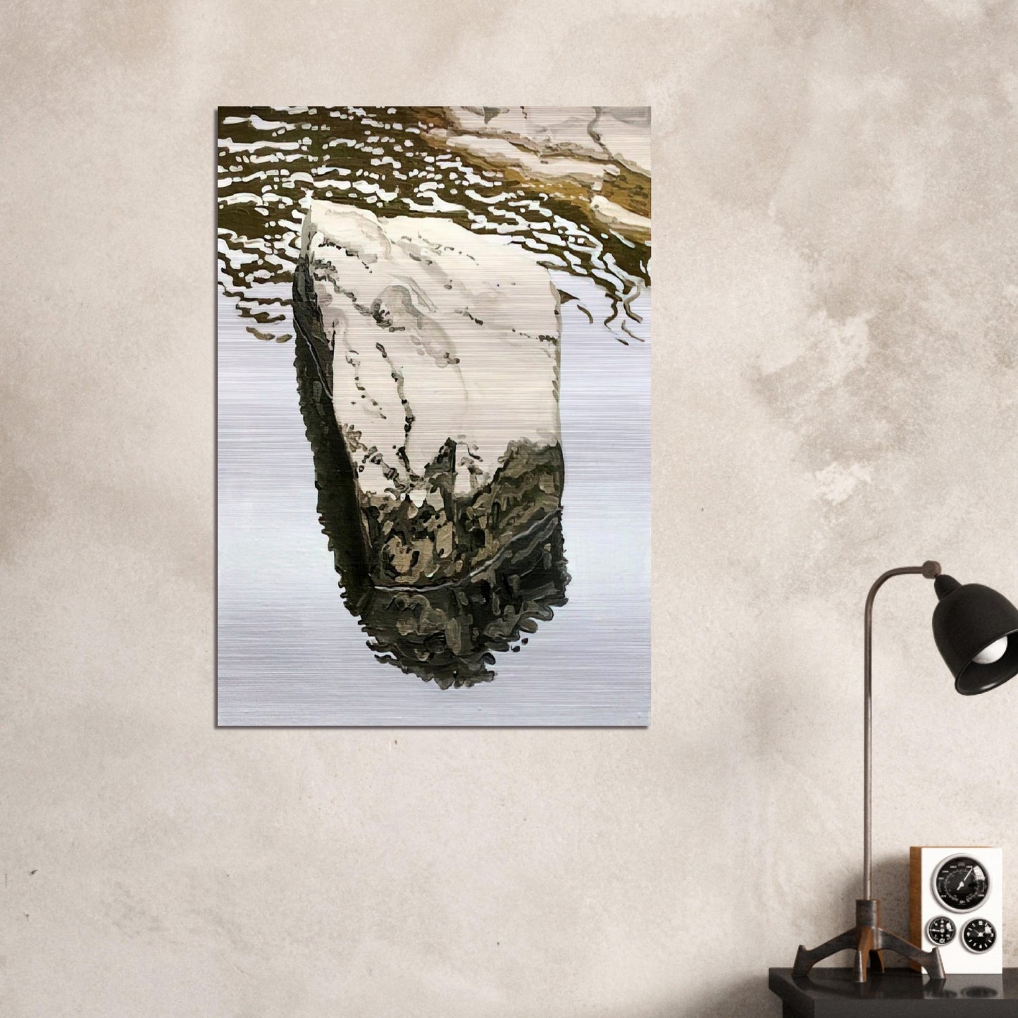 Study for Flat Boulder Reflected - 1986 - Neil Welliver Brushed Aluminum Print - 70x100 cm / 28x40 inches | Neil Welliver Aluminum Print | Neil Welliver Prints