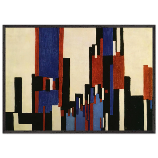 Vertical Plains Blue and Red - Frantisek Kupka 70x100 cm / 28x40 inches Framed Art Print – Black Wooden Frame