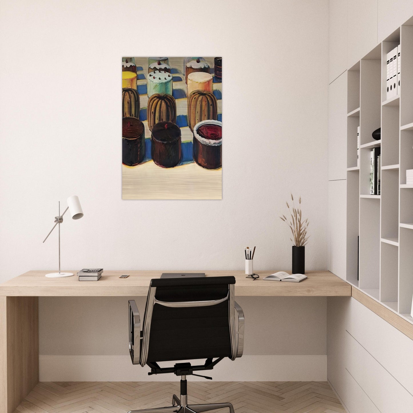Various Cakes - 1981 - Wayne Thiebaud Brushed Aluminum Print - 70x100 cm / 28x40 inches | Wayne Thiebaud Aluminum Print | Wayne Thiebaud Prints