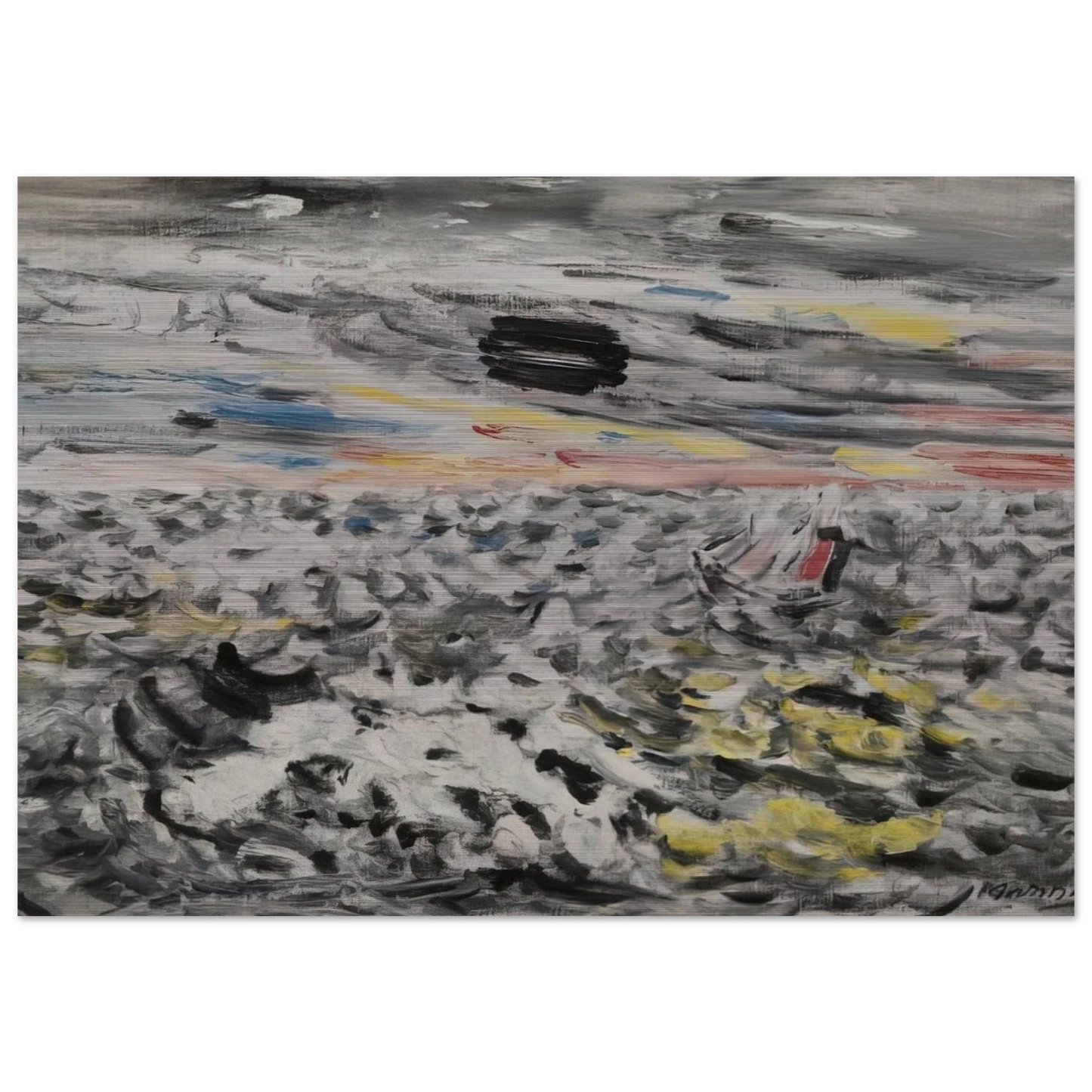 Movement in Greys and Yellows - 1946 - John Marin Brushed Aluminum Print - 70x100 cm / 28x40 inches | John Marin Aluminum Print | John Marin Prints