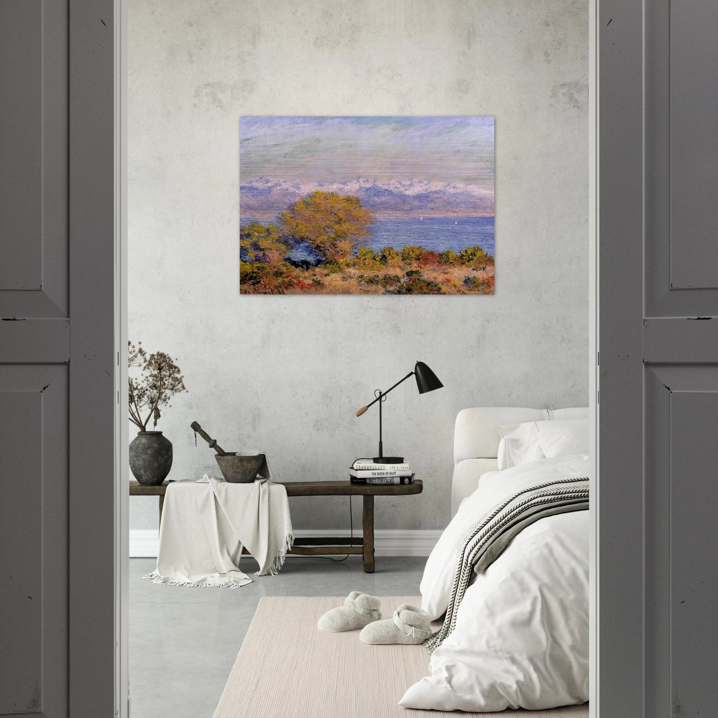 The Alps Seen from Cap d'Antibes - claude monet Brushed Aluminum Print - 70x100 cm / 28x40 inches | claude monet Aluminum Print | claude monet Prints