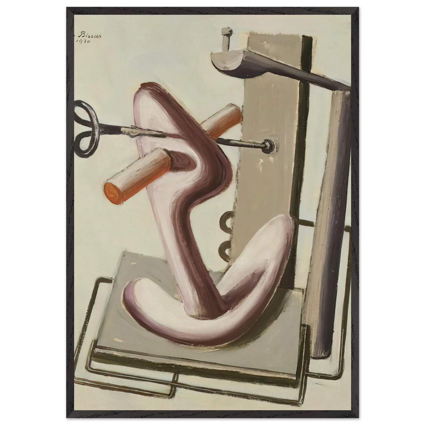 Astrazione - 1930 - Julius Bissier 70x100 cm / 28x40 inches Framed Art Print – Black Wooden Frame