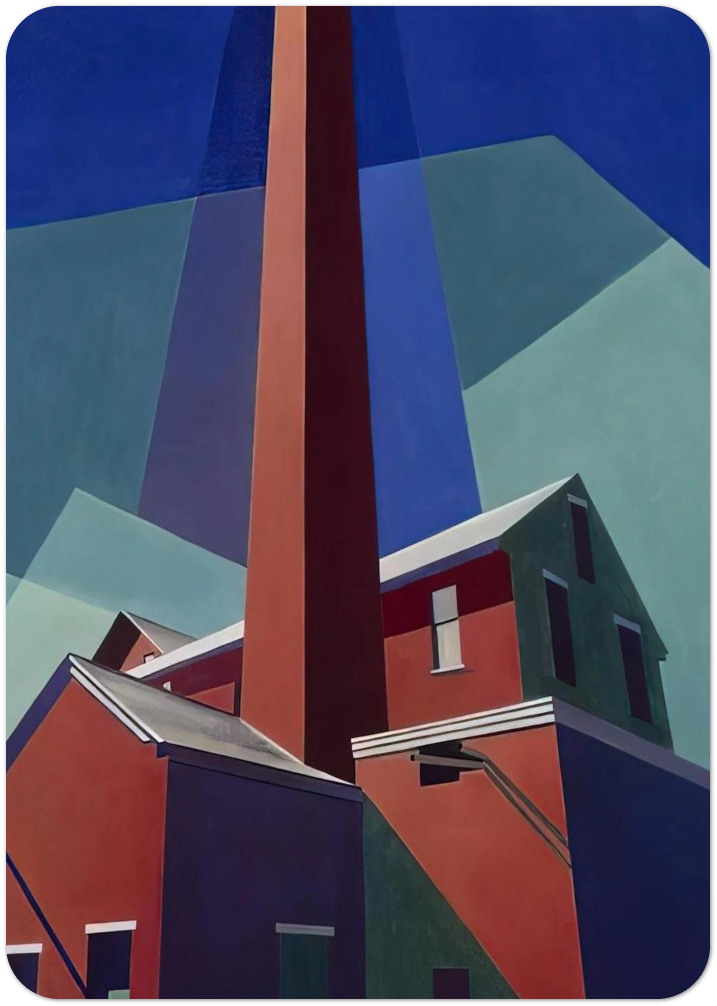 Ballardvale - 1946 By Charles Sheeler Pack of 10 Post Cards | Charles Sheeler Post Cards | A6 (10.5 x 14.8 cm) - 4.1 x 5.8 inches