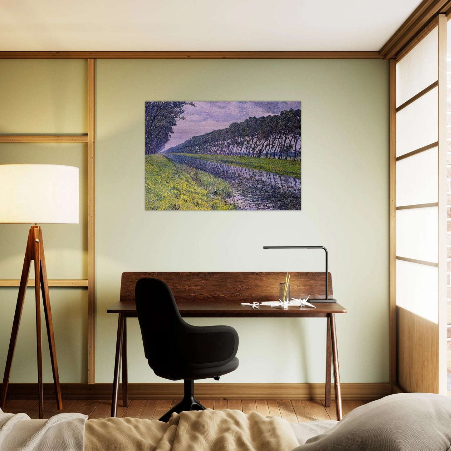 CANAL IN FLANDERS 1894 1 - Theo van Rysselberghe Brushed Aluminum Print - 70x100 cm / 28x40 inches | Theo van Rysselberghe Aluminum Print | Theo van Rysselberghe Prints