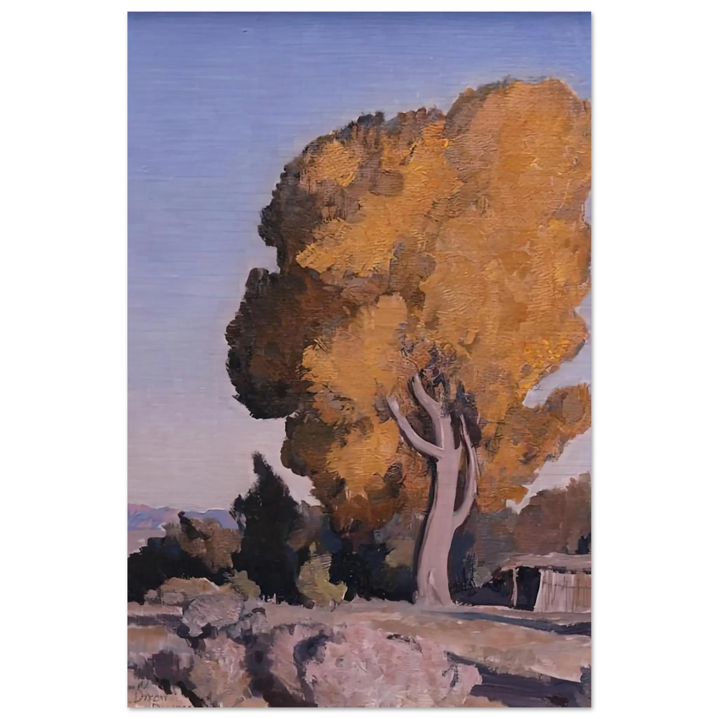 Maynard Dixon - LOW COUNTRY COTTONWOOD 1940 Wall art - 13x18 cm / 5x7 Inches - Premium Wooden Framed Poster With Fine Art Paper - Wood frame