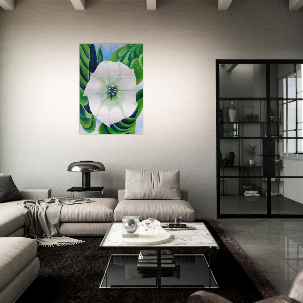 Jimson Weed - Georgia O'Keeffe Brushed Aluminum Print - 70x100 cm / 28x40 inches | Georgia O'Keeffe Aluminum Print | Georgia O'Keeffe Prints